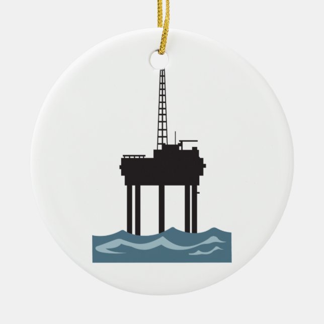 SMALL OFFSHORE OIL RIG CERAMIC TREE DECORATION (Front)