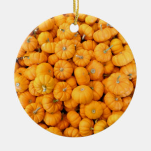 Small Orange Fall Harvest Pumpkins Ceramic Tree Decoration