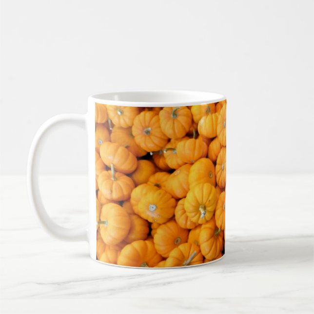 Small Orange Fall Harvest Pumpkins Coffee Mug (Left)