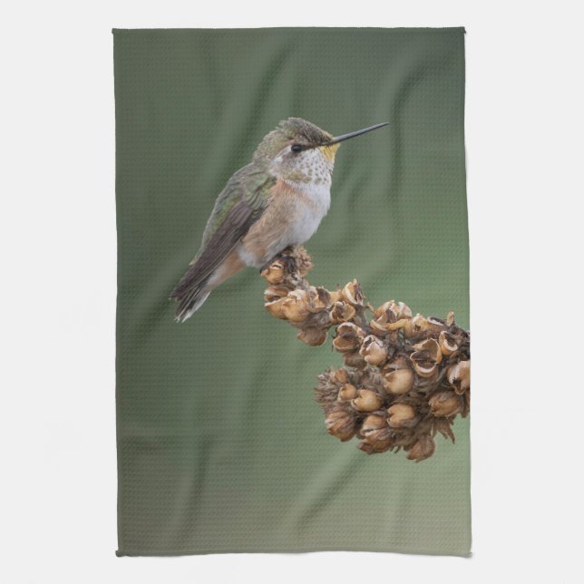 Small Orange Hummingbird Tea Towel (Vertical)