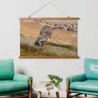 Small Otter Eating A Tasty Fish, Wall Hanging