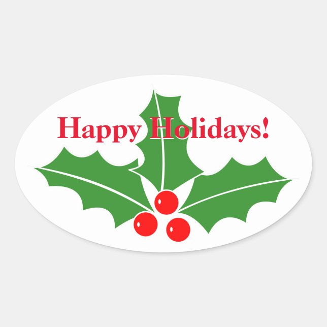 Small oval Christmas stickers with custom greeting (Front)