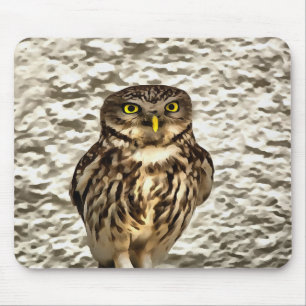 Small Owl In Camouflage Mouse Pad