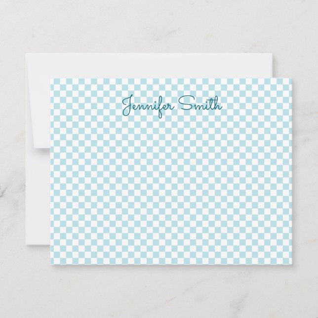 Small Pale Robin Egg Blue Check Card (Front)