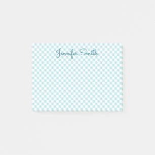 Small Pale Robin Egg Blue Check Post-it Notes