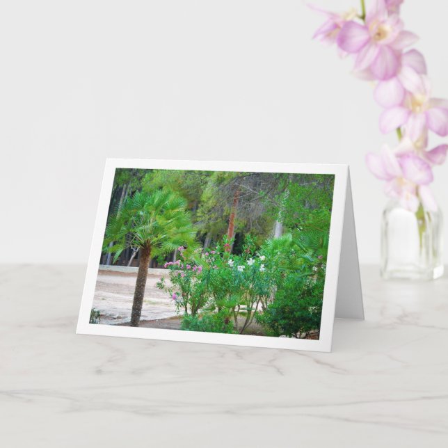 Small Palm trees in Park Card (Orchid)