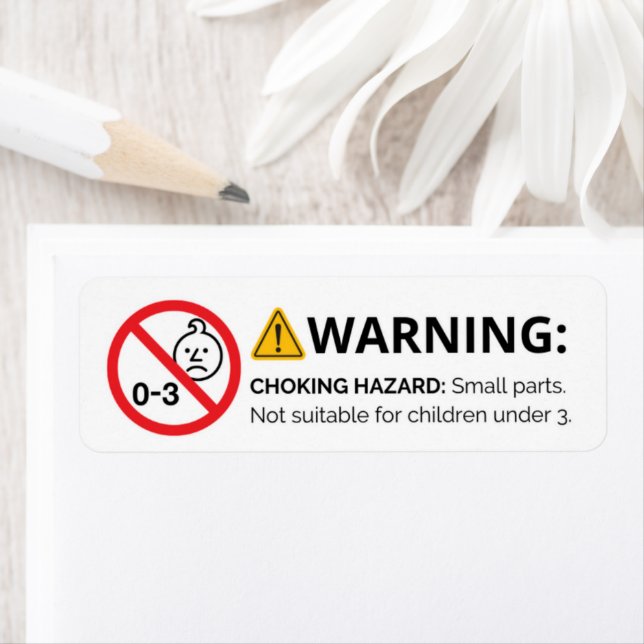 Small Parts Warning Stickers - Choking Hazard 0-3 (Insitu)