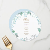 small pastel blue flowers menu
