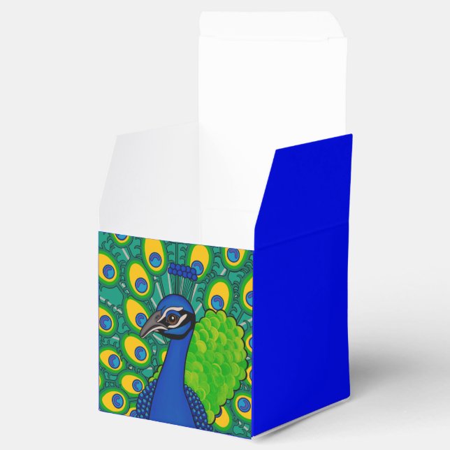 Small peacock favour box. box (Opened)