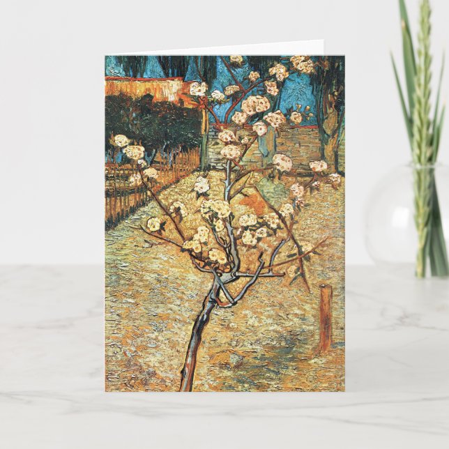 Small Pear Tree in Bloom by Vincent van Gogh Card (Front)