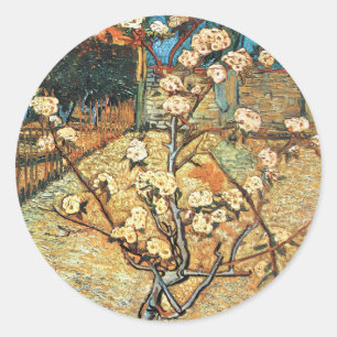 Small Pear Tree in Bloom by Vincent van Gogh Classic Round Sticker