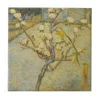 Small pear tree in blossom Tile