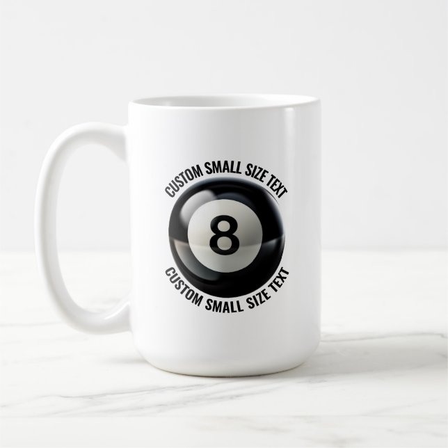 Small Personalised Text Pool 8 Ball 15 oz. Custom Coffee Mug (Left)