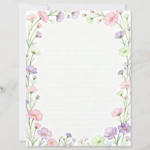 Small Pink and Purple Flowers Stationery Paper