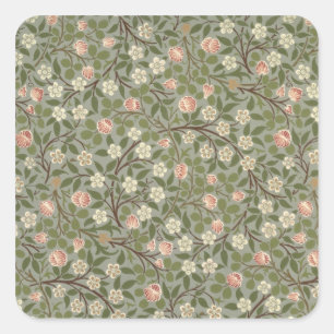 Small pink and white flower wallpaper design square sticker