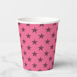 Small Pink Retro Stars Pattern Paper Cup