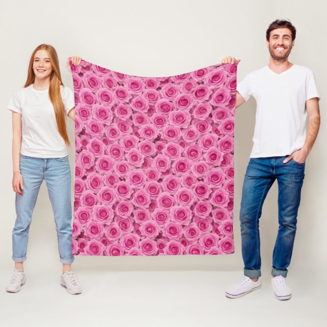 Small Pink Roses Fleece Blanket (In Situ)