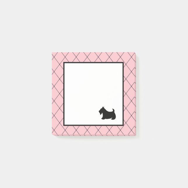 Small Pink Scottish Terrier Post It Notes (Front)