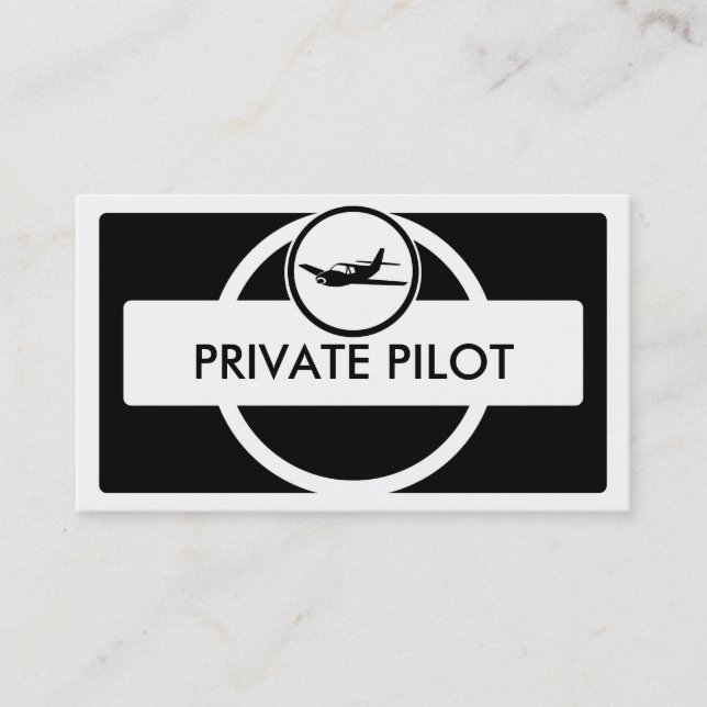 Small plane black white pilot business cards (Front)