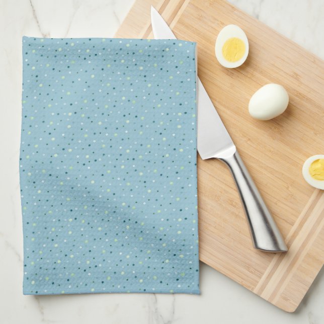 Small polka dots on light blue. tea towel (Quarter Fold)