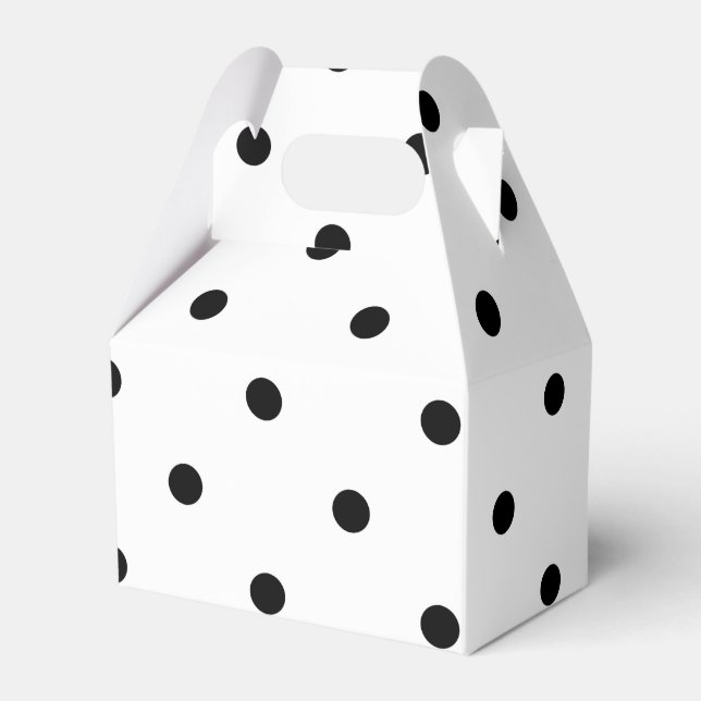 Small Polka Dots Pattern: Black & White Favour Box (Front Side)