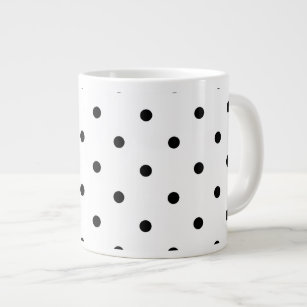 Small Polka Dots Pattern: Black & White Large Coffee Mug