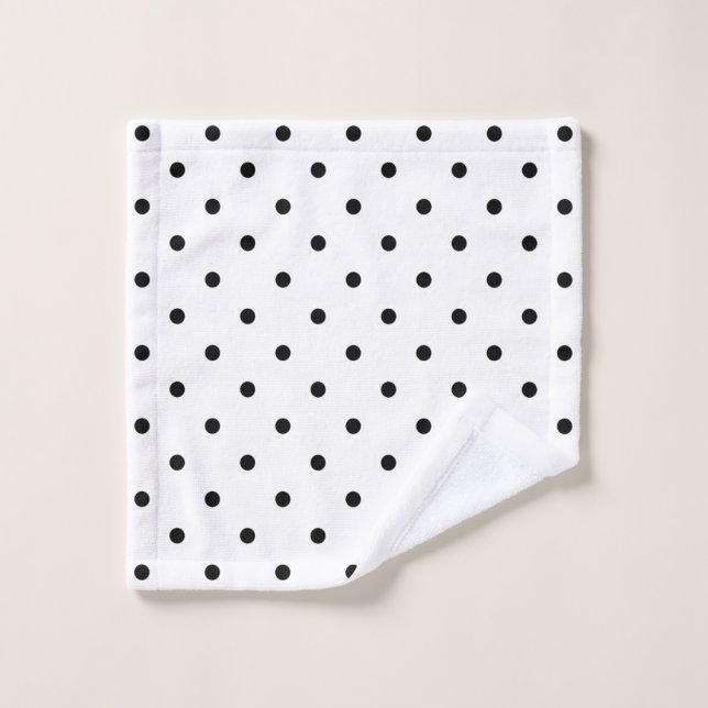 Small Polka Dots Pattern: Black & White Wash Cloth (Wash Cloth)