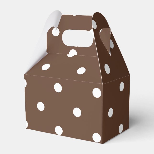 Small Polka Dots Pattern: Brown Favour Box (Front Side)