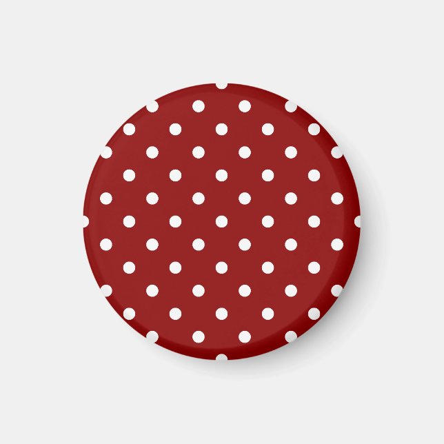 Small Polka Dots - White on Dark Red Magnet (Front)