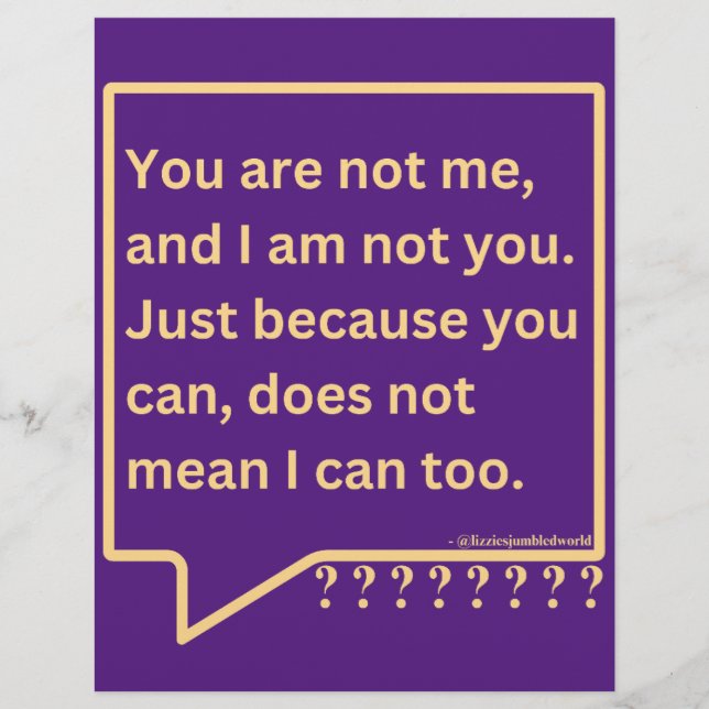 Small poster with thought poem 'You are not me'. (Front)