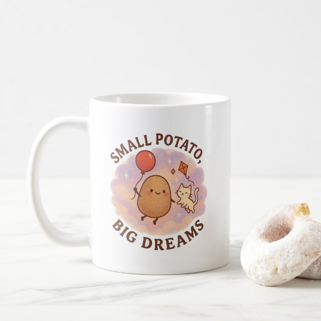 Small Potato Big Dreams – Cute Motivational Coffee Mug (With Donut)