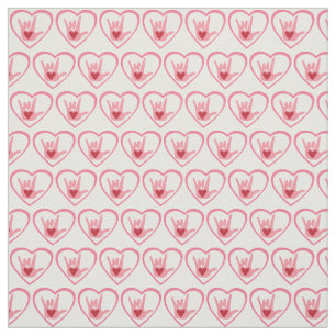SMALL PRINT DIY Masks - Pink I Love You Hand Sign Fabric