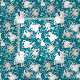 SMALL PRINT for Masks Teal Cute Little White Goats Fabric