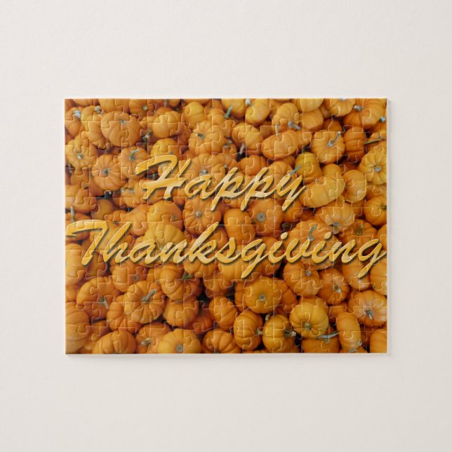 Small Pumpkins Happy Thanksgiving Jigsaw Puzzle (Horizontal)