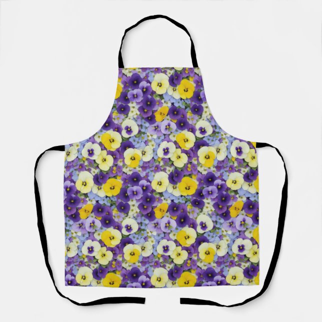 Small Purple and Yellow Pansies Apron (Front)