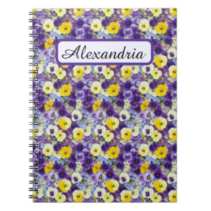 Small Purple and Yellow Pansies Personalised Notebook