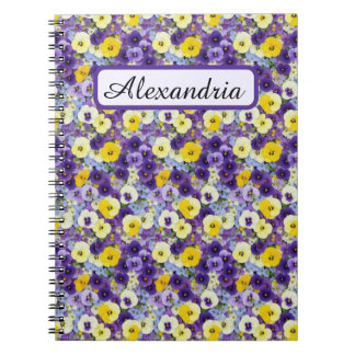 Small Purple and Yellow Pansies Personalised Notebook