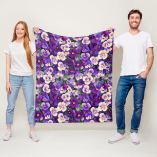 Small Purple Pansies Fleece Blanket