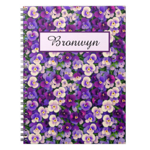 Small Purple Pansies Personalised Notebook