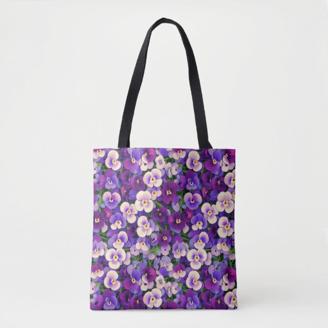 Small Purple Pansies Tote Bag (Front)