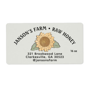 Small Rectangle Honey Label with Sunflower Green