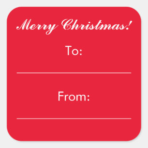 Small red Christmas to and from gift stickers