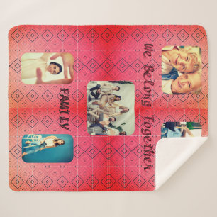 Small Red Diamond  Five Family Photo  Sherpa Blanket