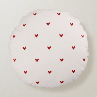 Small red hearts round cushion