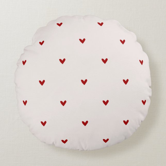 Small red hearts round cushion (Front)