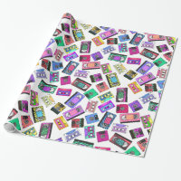 Small Retro 80's 90's Neon Patterned Cassette Tape