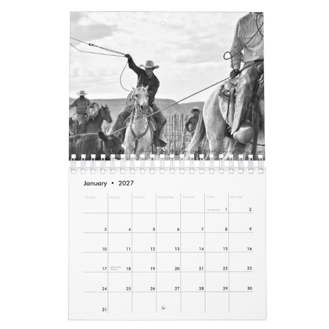 Small Rocking Lazy A Black And White 2017 Calendar (Jan 2027)