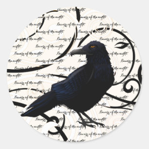Small Round Sticker-Halloween Raven Classic Round Sticker