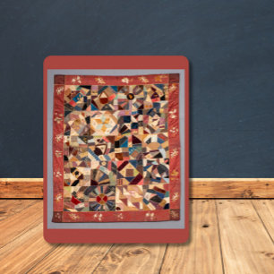 Small Rustic Vintage Crazy Patchwork Quilt Sherpa Blanket