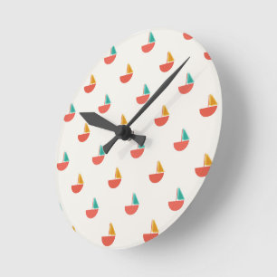 Small sailboat patterned wall clock